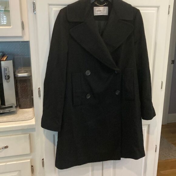 JANE POST 100% Cashmere Loro Piana Black Double Breasted Coat Medium - Picture 2 of 13